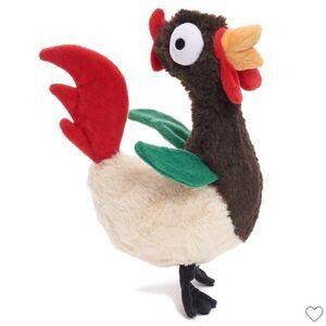 BARK Cockk-a-Doodle-Chew Brown Red Yellow White Green Beige Rooster Dog Toy